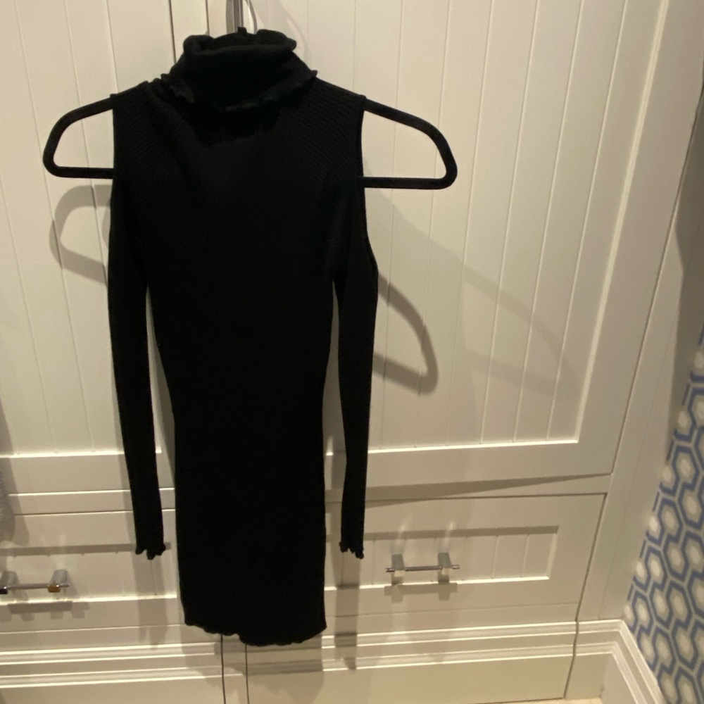 Zara, black turtle neck dress with cut out shoulders, Size XS